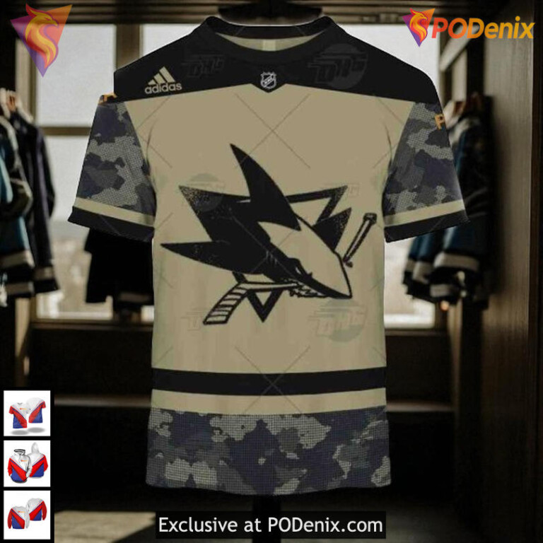 Camo Military Practice Jersey Custom San Jose Sharks All Over Print Hoodie 3D - 2