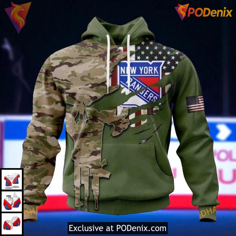 Camo Skull Design Custom Name NHL New York Rangers Youth Hoodie, 3D Gear Camo Skull Design Custom Name NHL New York Rangers Youth Hoodie, 3D Gear