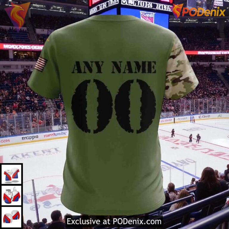 Camo Skull Design Custom Name NHL New York Rangers Youth Hoodie, 3D Gear - 3