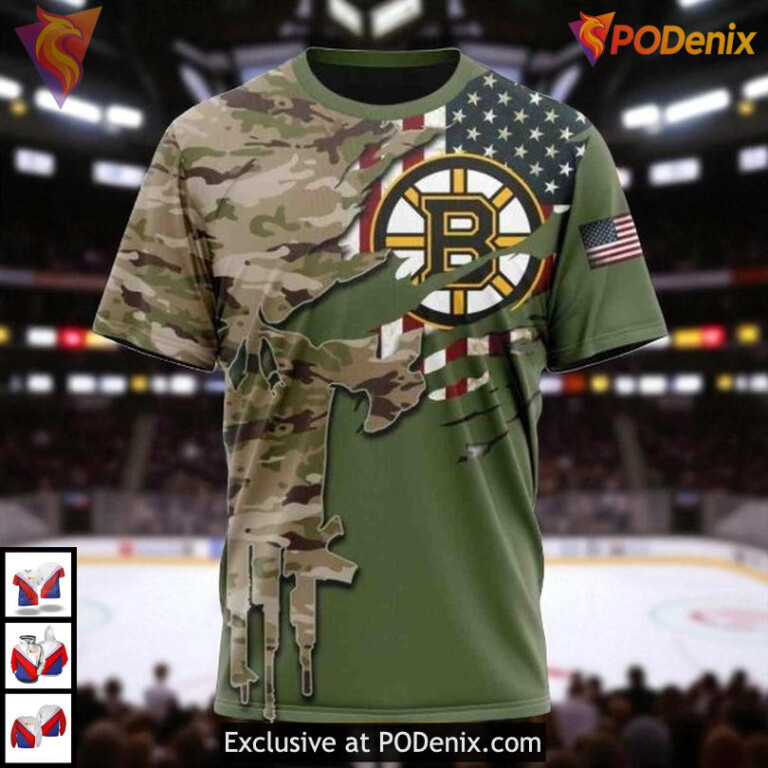 Camo Skull NHL Boston Bruins Hoodie 3D Special Design Bold Apparel - 2
