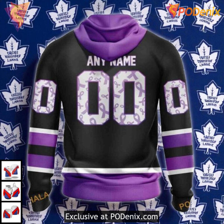 Cancer Black Hockey Fight Kits Custom 2025 Toronto Maple Leafs Hoodie NHL 3D - 1