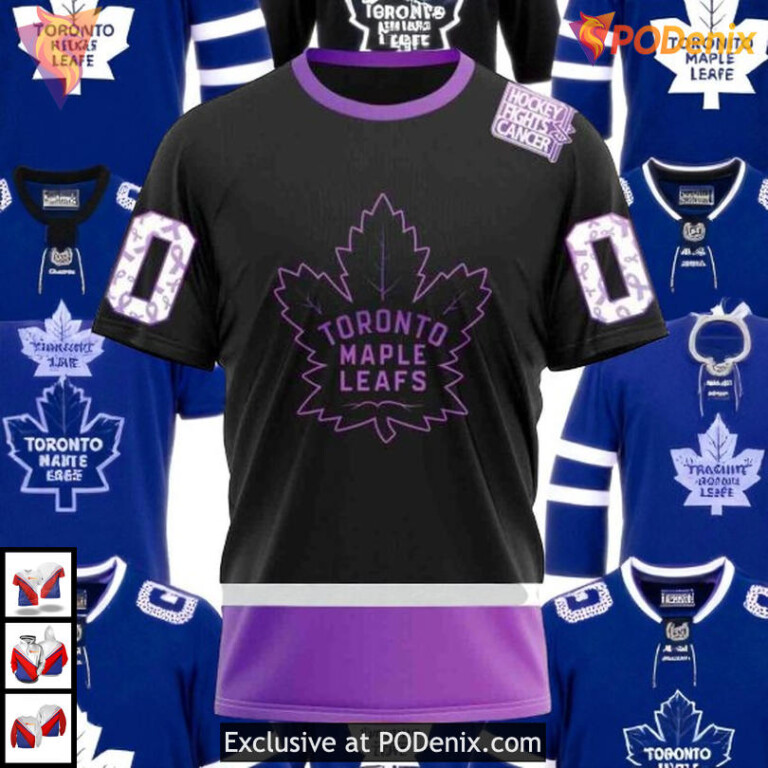 Cancer Black Hockey Fight Kits Custom 2025 Toronto Maple Leafs Hoodie NHL 3D - 2
