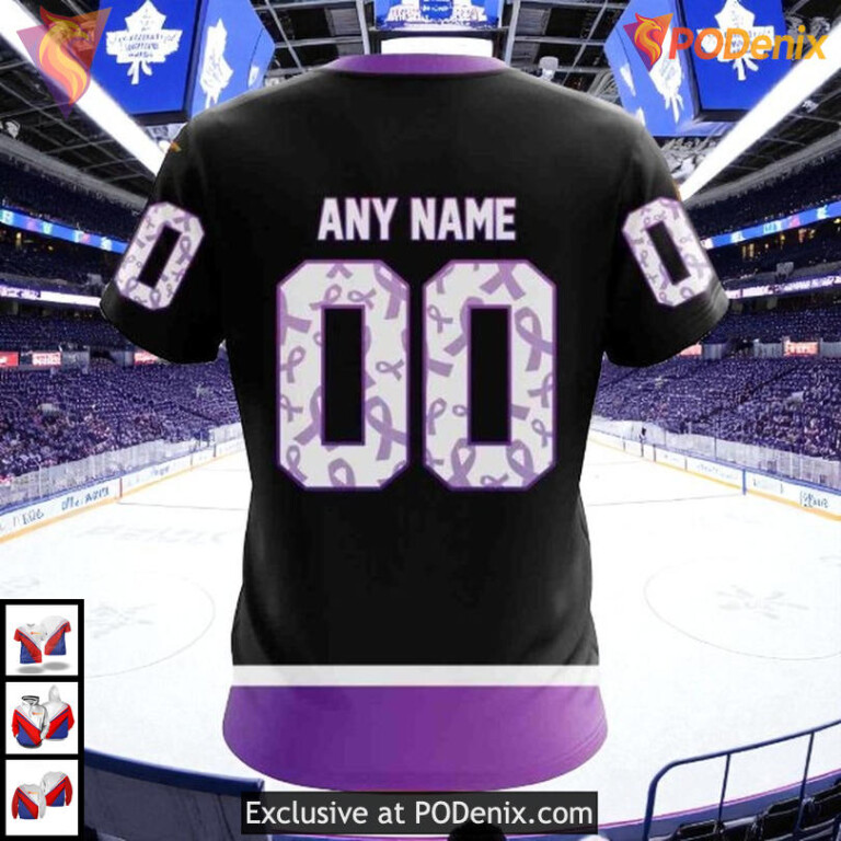 Cancer Black Hockey Fight Kits Custom 2025 Toronto Maple Leafs Hoodie NHL 3D - 3