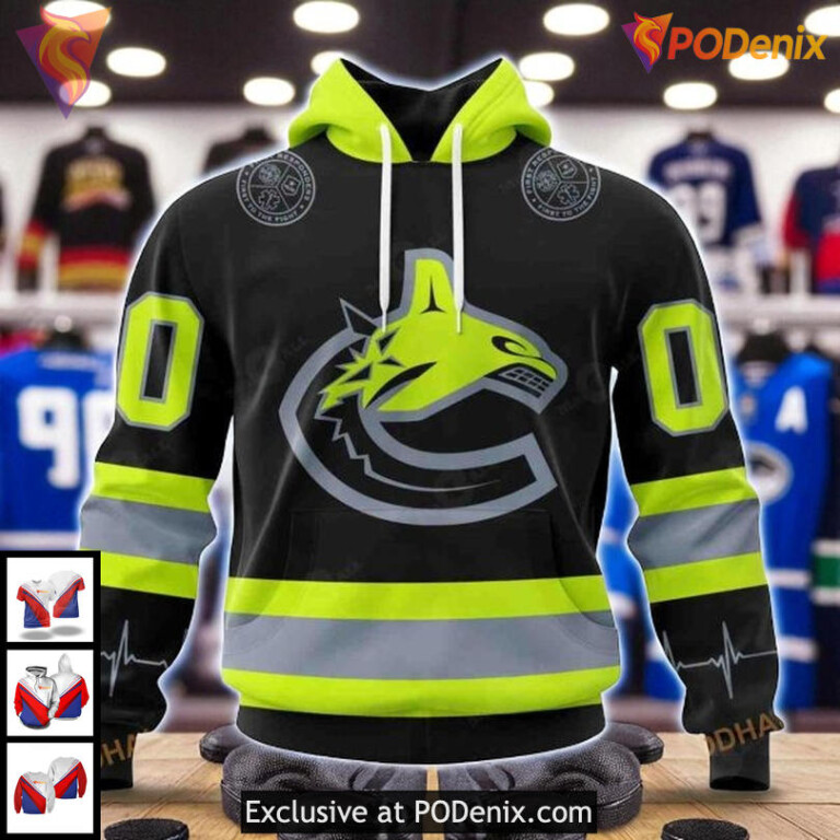 Canucks Custom 3D Hoodie NHL Firefighter Inspired Vancouver Canucks Hoodie 3D