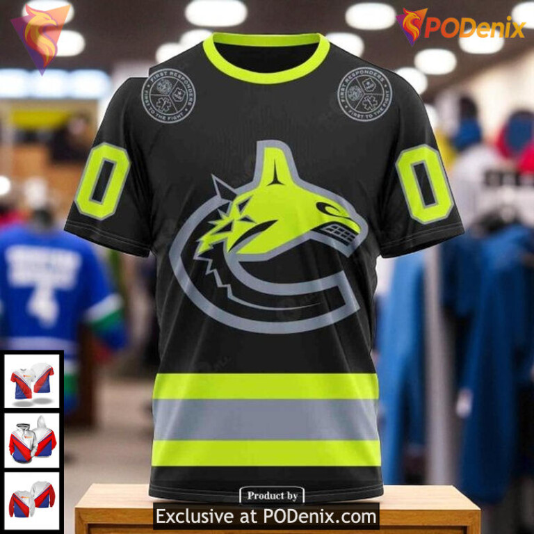 Canucks Custom 3D Hoodie NHL Firefighter Inspired Vancouver Canucks Hoodie 3D - 2