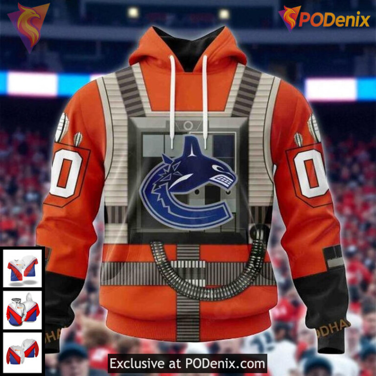 Canucks Custom 3D Hoodie NHL Vancouver Rebel Pilot Star Wars Inspired Design