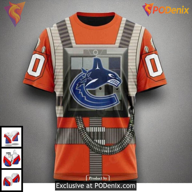 Canucks Custom 3D Hoodie NHL Vancouver Rebel Pilot Star Wars Inspired Design - 2