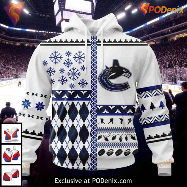 Canucks Full Print Hoodie 3D, NHL Vancouver Canucks Custom Holiday Hoodie