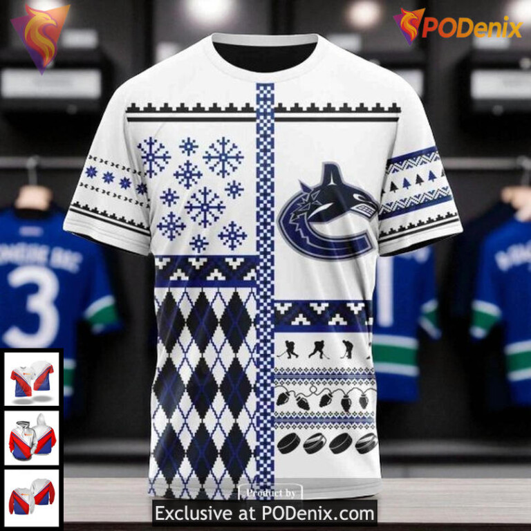 Canucks Full Print Hoodie 3D, NHL Vancouver Canucks Custom Holiday Hoodie - 2