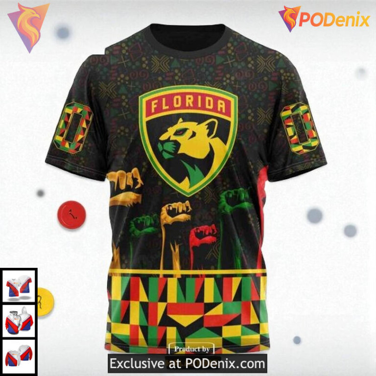 Celebrate Black History Month Custom Custom Name Florida Panthers Hoodie NHL 3D - 2