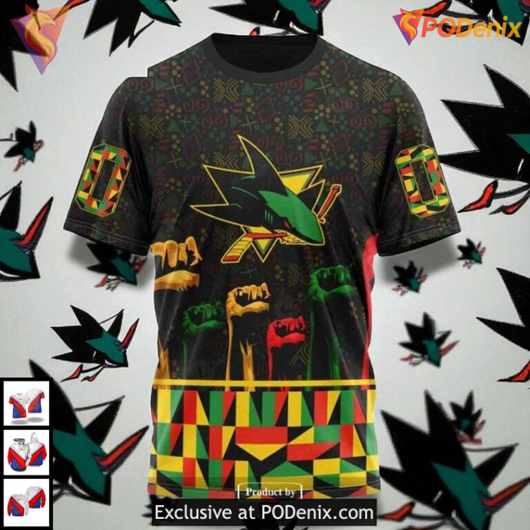 Celebrate Black History Month Custom NHL San Jose Sharks Holiday Hoodie 3D - 2