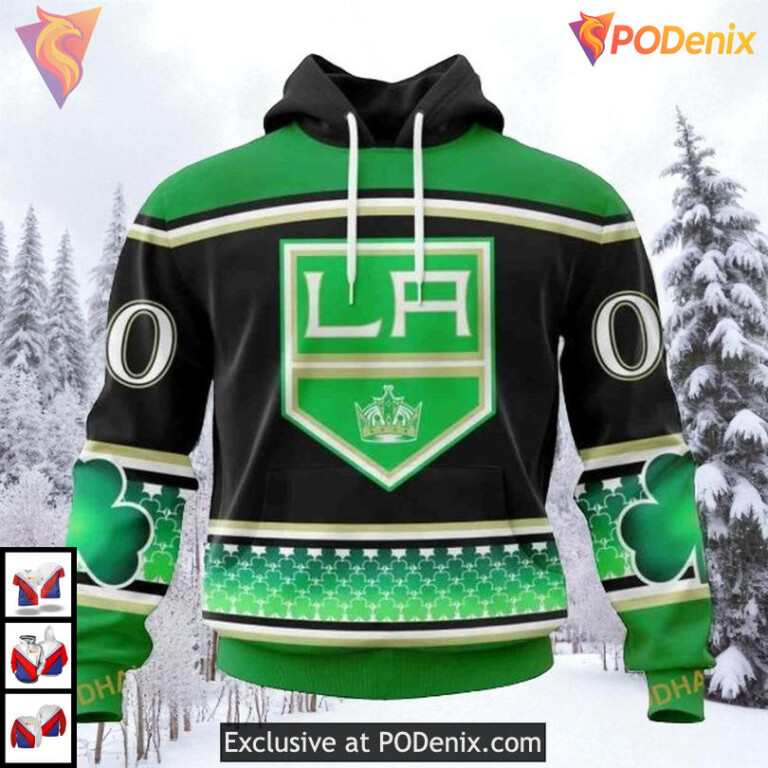 Celebrate St Patricks Day Theme Custom Los Angeles Kings Zip Up Hoodie NHL 3D