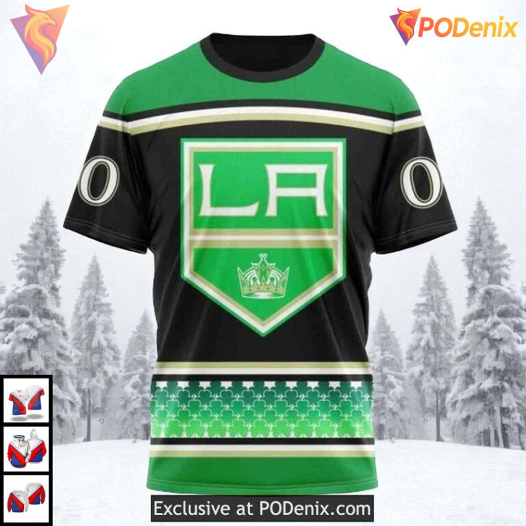 Celebrate St Patricks Day Theme Custom Los Angeles Kings Zip Up Hoodie NHL 3D - 2