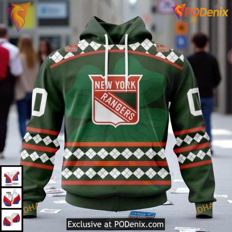 Celebrate St Patrick's Day Vintage New York Rangers Hoodie, Custom NHL 3D