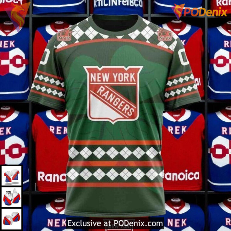 Celebrate St Patrick's Day Vintage New York Rangers Hoodie, Custom NHL 3D - 2