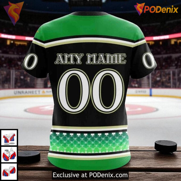 Celebrate St Patric’s Day Custom Hockey New York Rangers Zip Up Hoodie 3D - 3