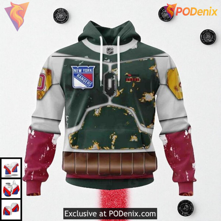 Celebrate Star Wars Boba Fett Design With New York Rangers Hoodie Custom 3D