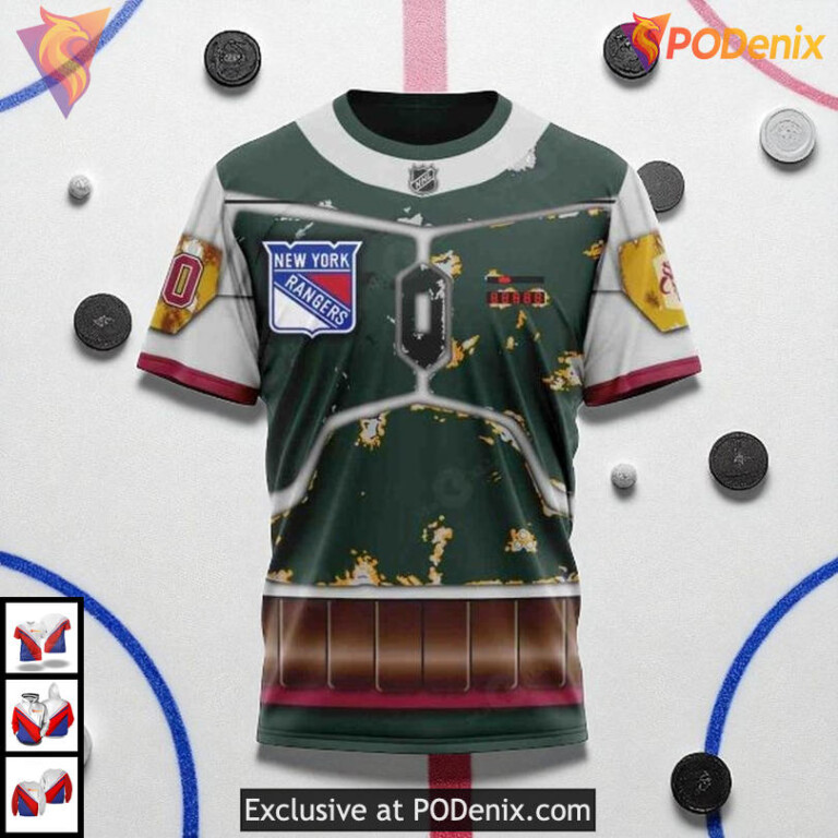 Celebrate Star Wars Boba Fett Design With New York Rangers Hoodie Custom 3D - 2