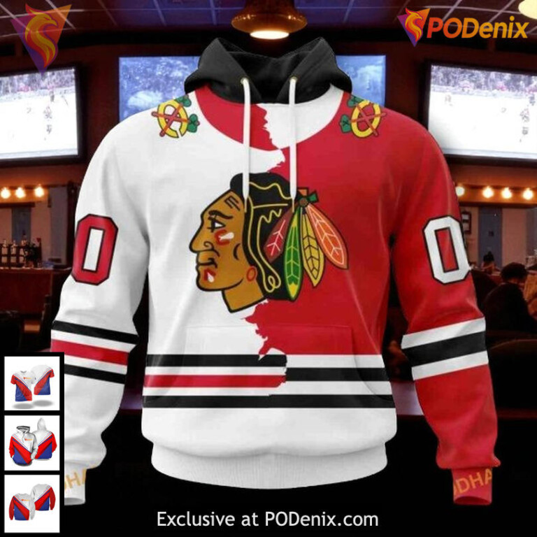 Chicago Blackhawks 3D Hoodie Custom Mix Home Away Design With Team Spirit Quotes