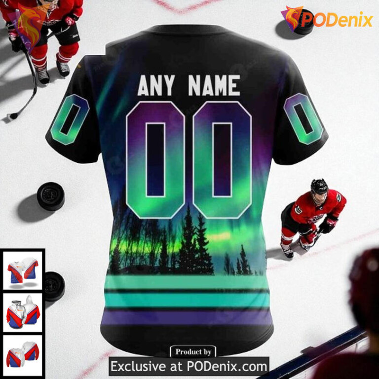 Chicago Blackhawks 3D Hoodie, Custom Northern Lights Design NHL Apparel - 3