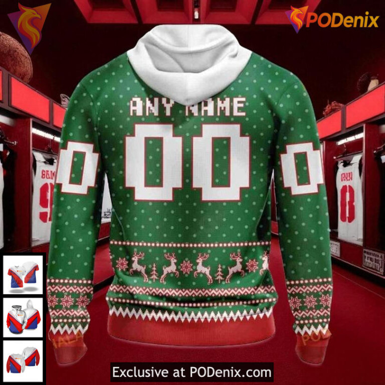 Chicago Blackhawks 3D Hoodie Personalized Holiday Reindeer Festive NHL Style - 2