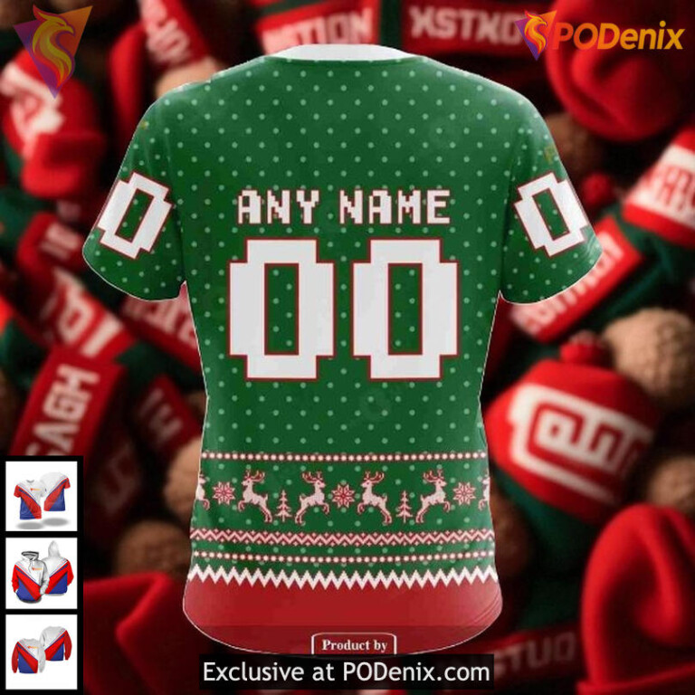 Chicago Blackhawks 3D Hoodie Personalized Holiday Reindeer Festive NHL Style - 4