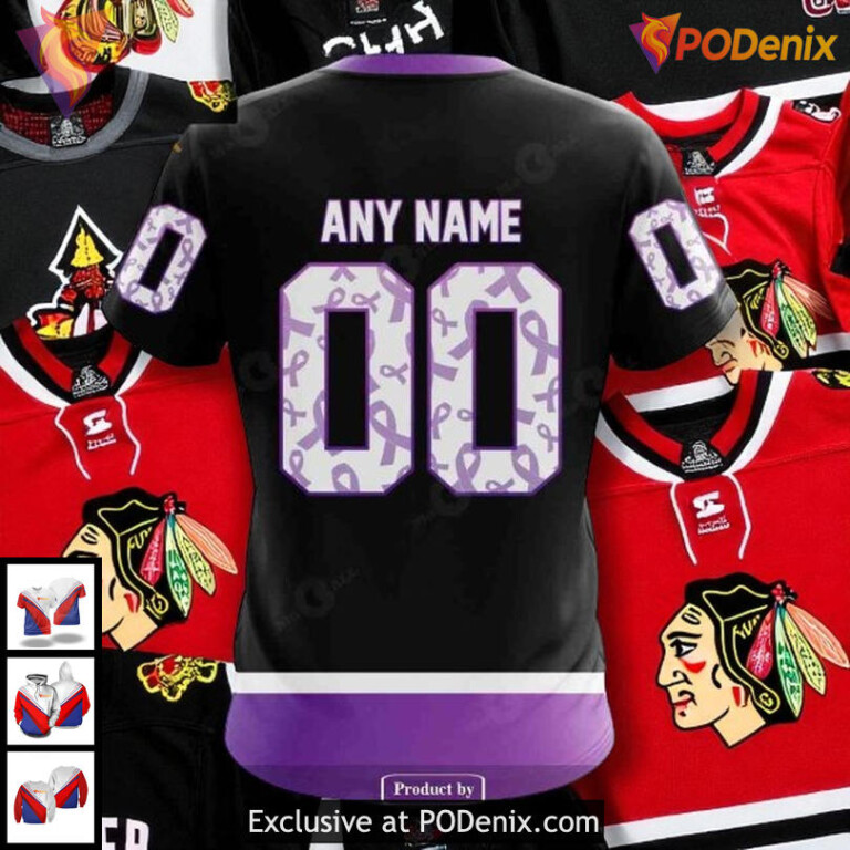 Chicago Blackhawks All Over Print Hoodie Custom Hockey Fights Cancer Design - 3