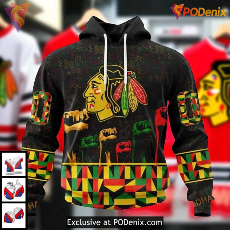 Chicago Blackhawks Hoodie 3D All Over Print Celebrate Black History Design