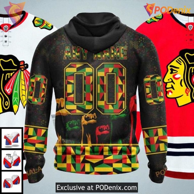 Chicago Blackhawks Hoodie 3D All Over Print Celebrate Black History Design - 1