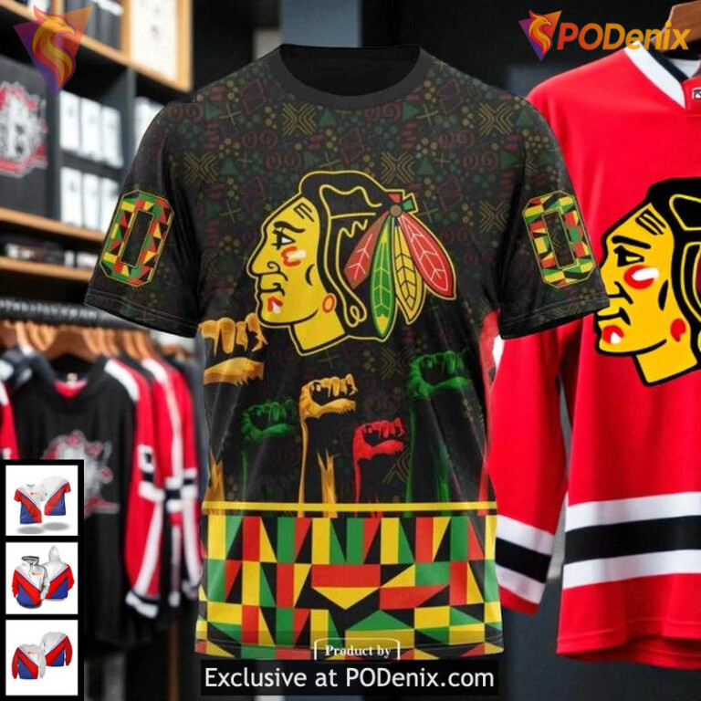 Chicago Blackhawks Hoodie 3D All Over Print Celebrate Black History Design - 2