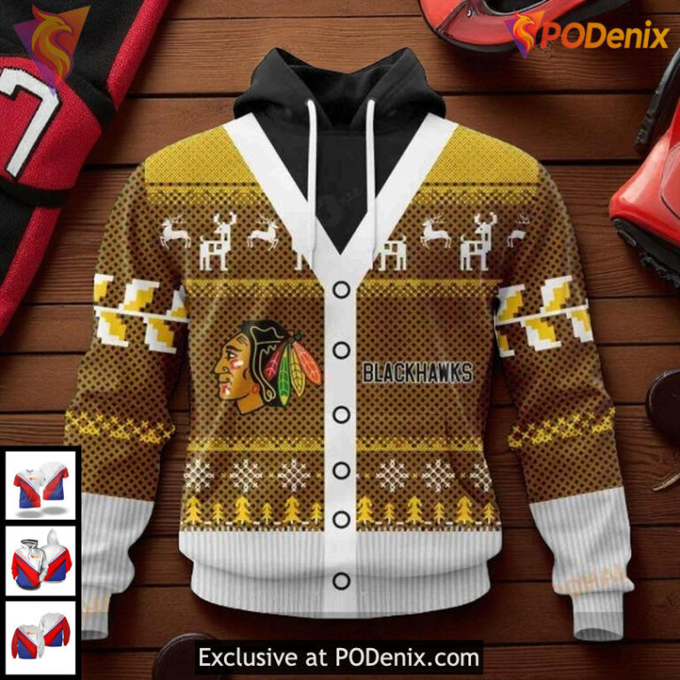 Chicago Blackhawks Hoodie 3D All Over Print Holiday Spirit NHL Custom