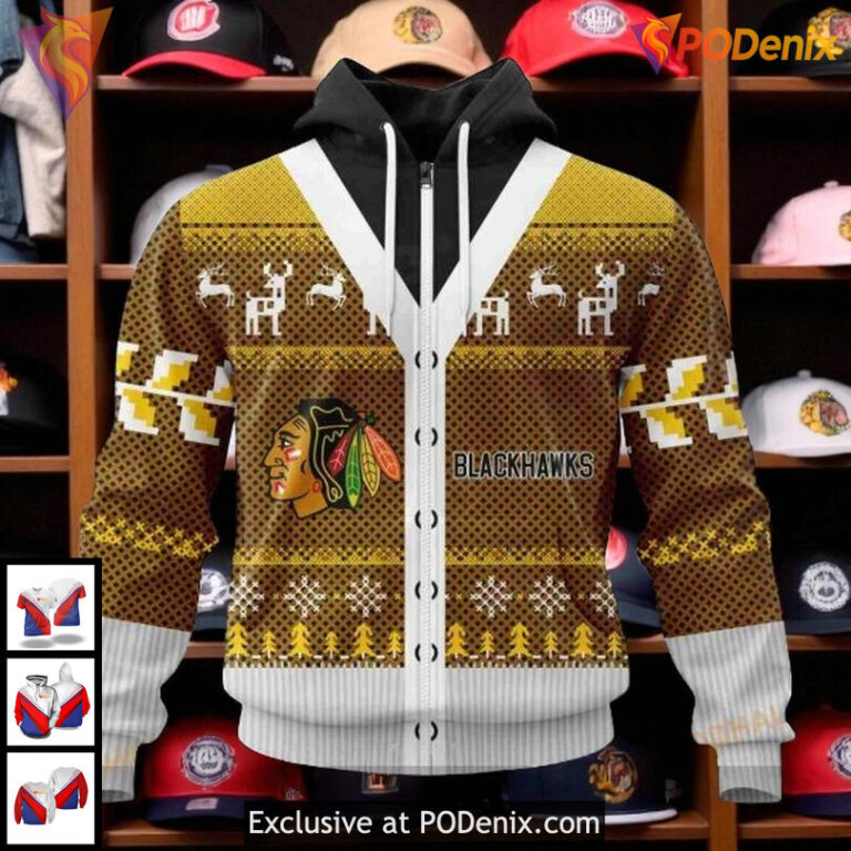 Chicago Blackhawks Hoodie 3D All Over Print Holiday Spirit NHL Custom - 1