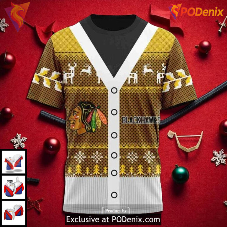 Chicago Blackhawks Hoodie 3D All Over Print Holiday Spirit NHL Custom - 3