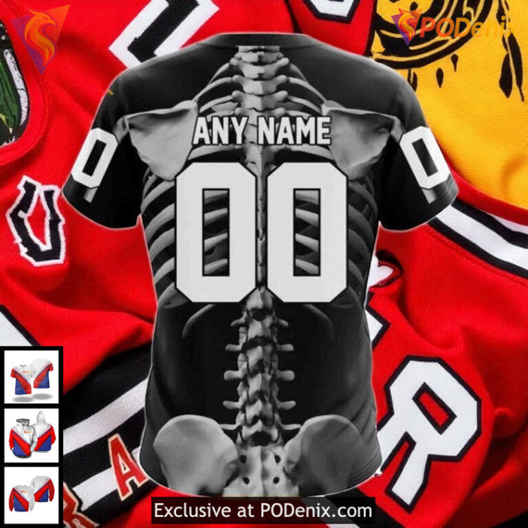 Chicago Blackhawks Hoodie 3D All Over Print Skeleton Costume For Halloween NHL - 3