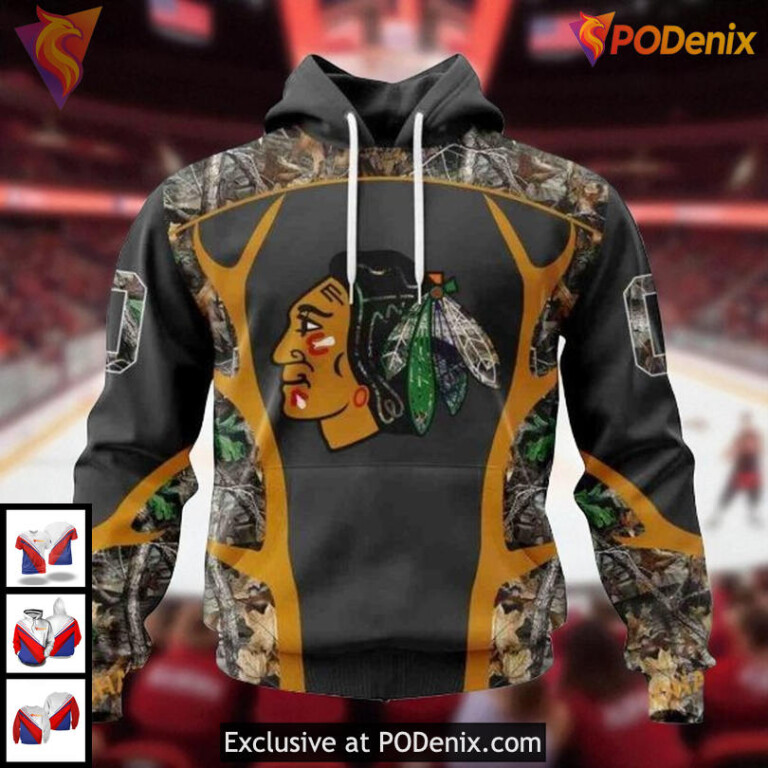 Chicago Blackhawks Hoodie 3D Camo Hunting Inspired NHL Custom Fan Design