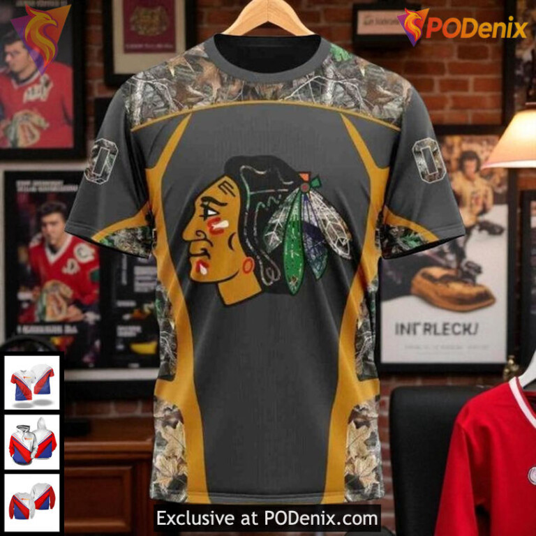 Chicago Blackhawks Hoodie 3D Camo Hunting Inspired NHL Custom Fan Design - 2