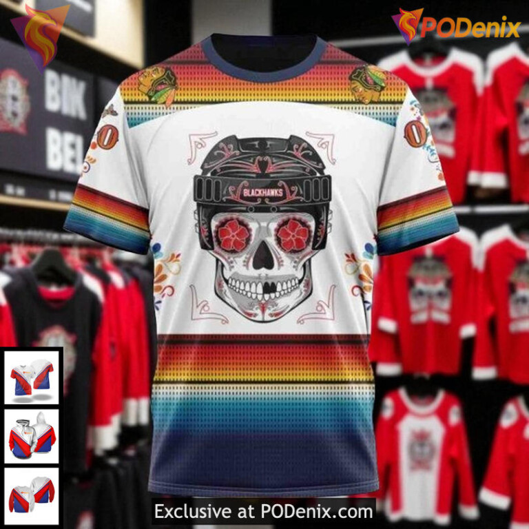 Chicago Blackhawks Hoodie 3D Dia De Los Muertos Inspired Limited Edition - 2