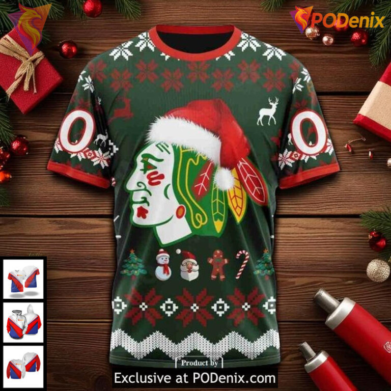 Chicago Blackhawks Hoodie 3D Holiday Edition NHL Christmas All Over Print - 3
