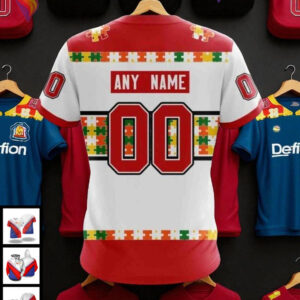Chicago Blackhawks Hoodie Autism Awareness Custom Name Number NHL 3D Design - 3