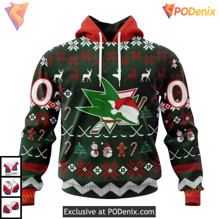 Christmas Holiday Edition Custom San Jose Sharks Unisex Hoodie NHL 3D