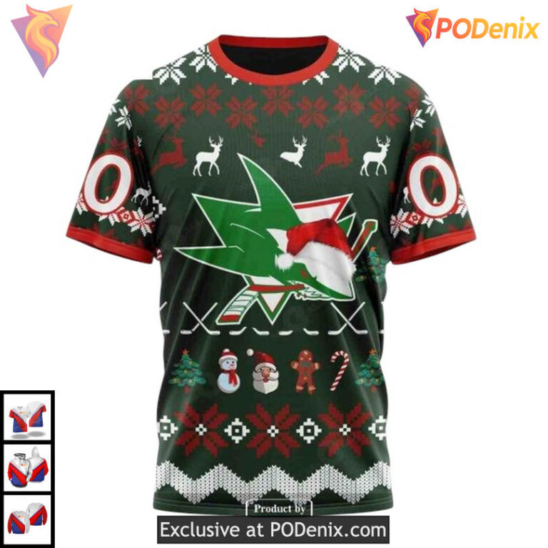 Christmas Holiday Edition Custom San Jose Sharks Unisex Hoodie NHL 3D - 2
