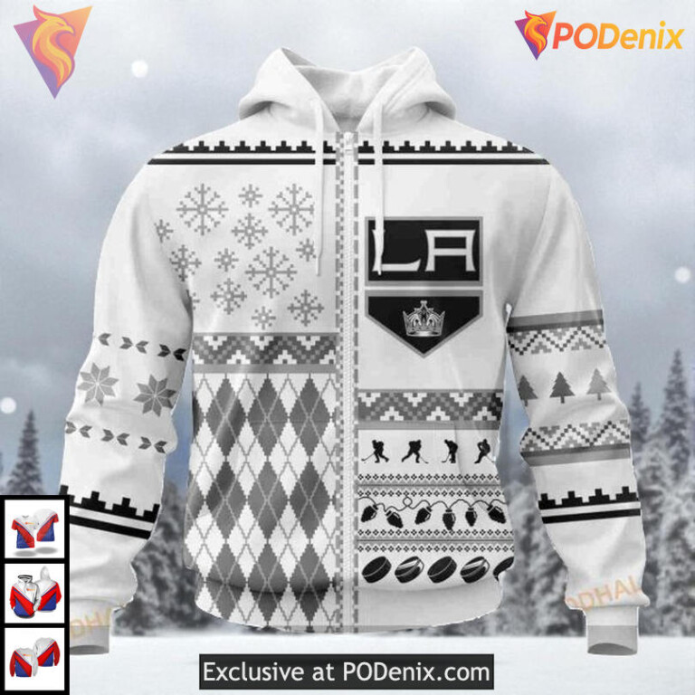 Christmas Holiday Unisex Custom Los Angeles Kings All Over Print Hoodie NHL - 1