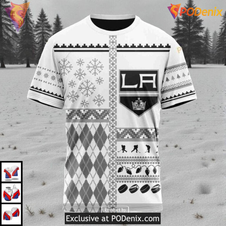 Christmas Holiday Unisex Custom Los Angeles Kings All Over Print Hoodie NHL - 3