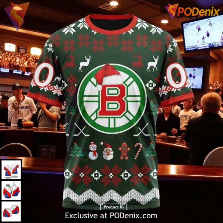 Christmas Is Coming Boston Bruins Unisex Hoodie 3D Custom NHL Sweatshirt Shirt - 5