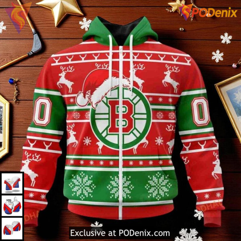 Christmas Is Coming Sweatshirt Custom NHL Boston Bruins Hoodie 3D - 1