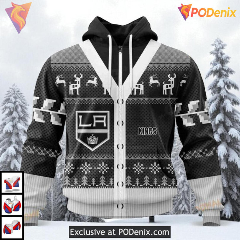 Christmas Season Festive Style Custom Los Angeles Kings Youth Hoodie NHL 3D - 1