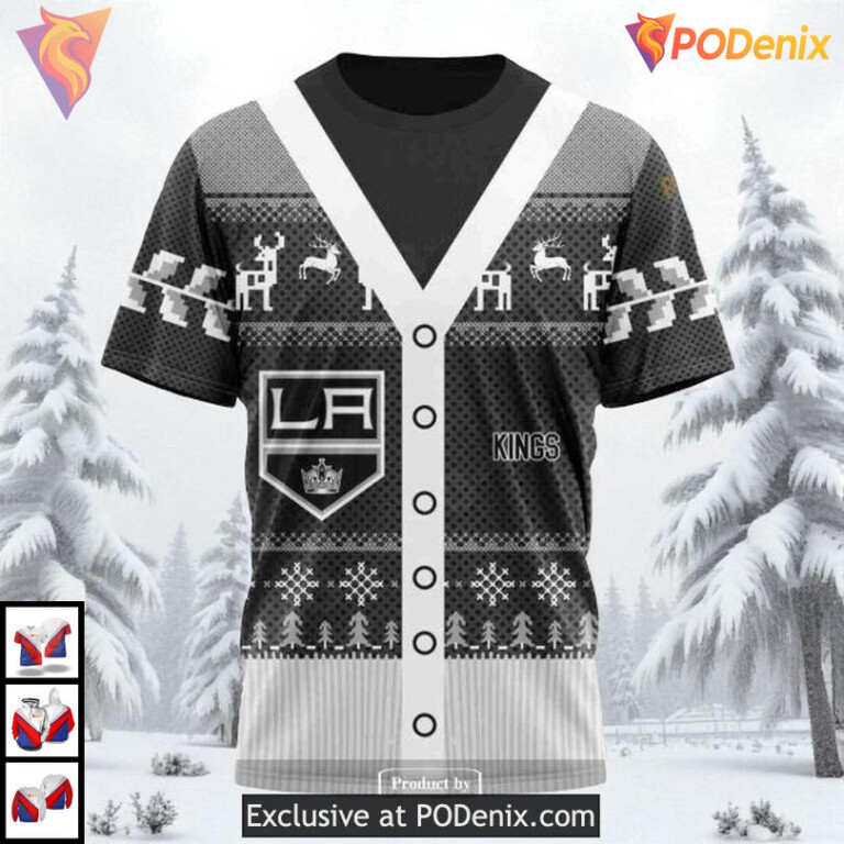 Christmas Season Festive Style Custom Los Angeles Kings Youth Hoodie NHL 3D - 3