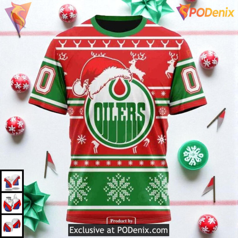Christmas Sweatshirt For Men Women NHL Edmonton Oilers Mens Hoodie 3D - 2