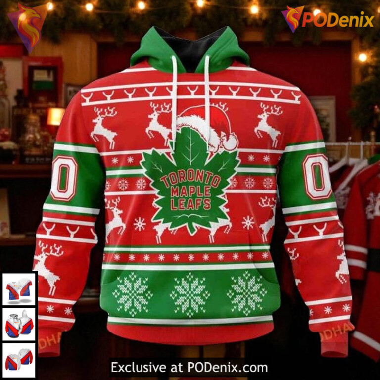 Christmas Unisex Retro Toronto Maple Leafs Hoodie, Custom NHL 3D Holiday Gear