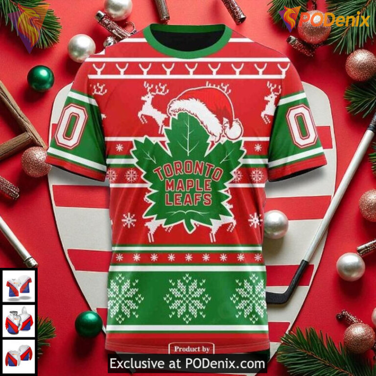 Christmas Unisex Retro Toronto Maple Leafs Hoodie, Custom NHL 3D Holiday Gear - 2